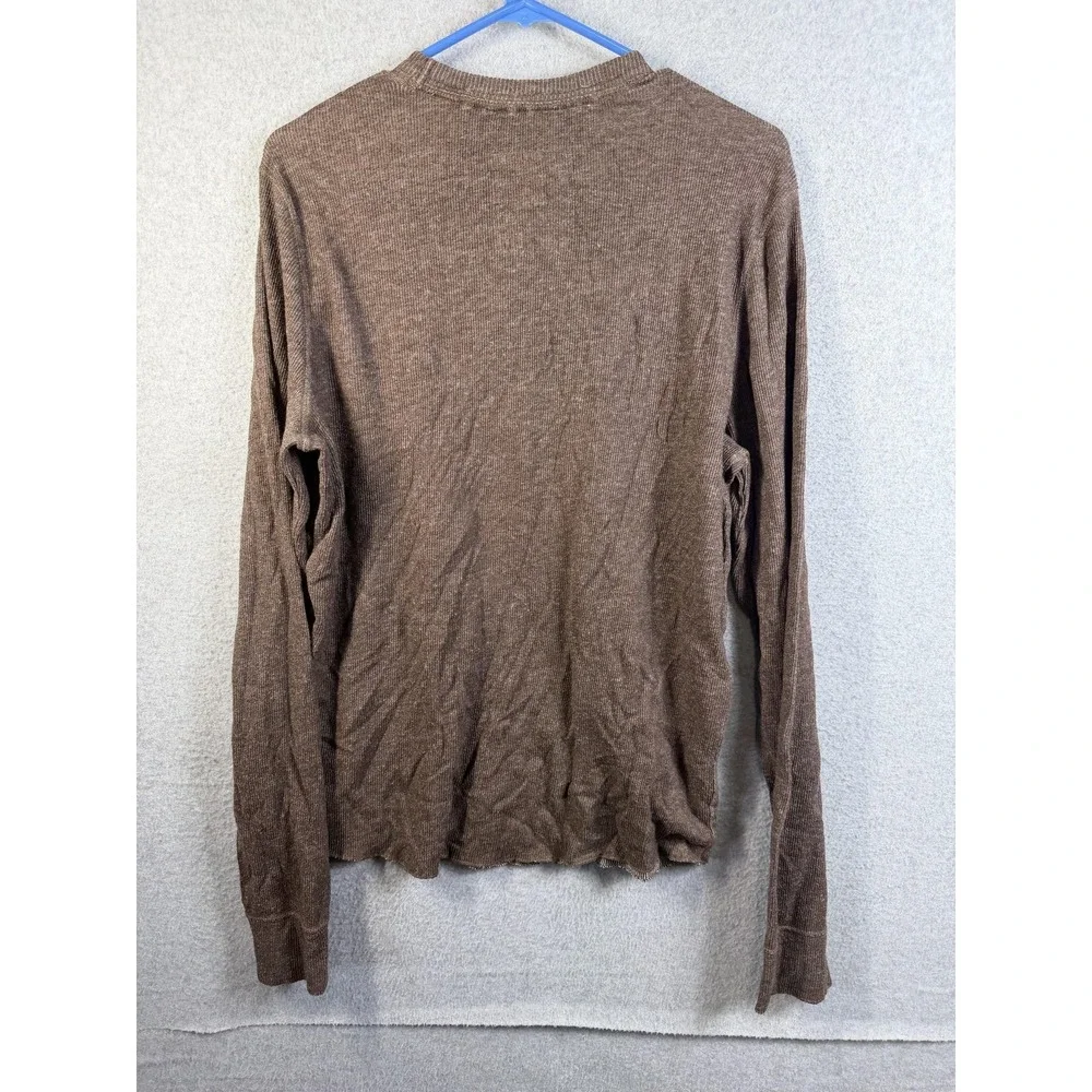 Hollister Sweater Mens Large Brown Waffle Knit Long Sleeve Logo Casual
